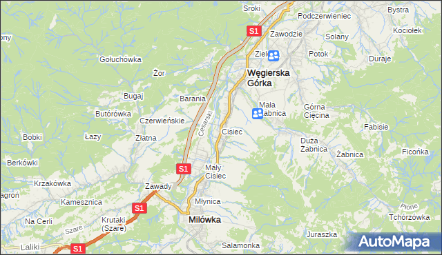 mapa Cisiec, Cisiec na mapie Targeo