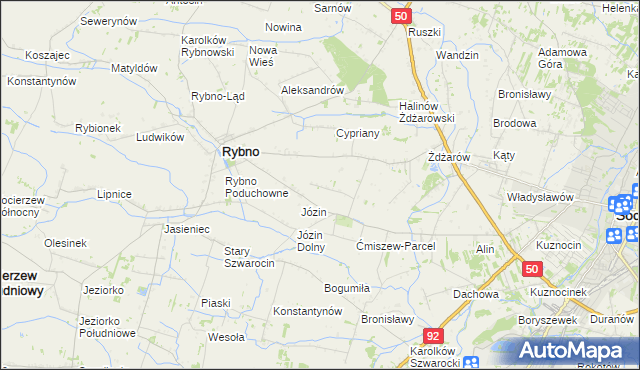 mapa Ćmiszew Rybnowski, Ćmiszew Rybnowski na mapie Targeo