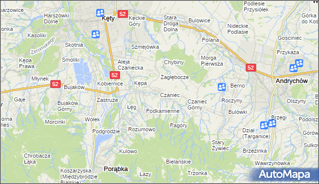 mapa Czaniec, Czaniec na mapie Targeo