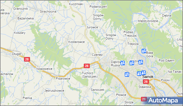 mapa Czerteż, Czerteż na mapie Targeo