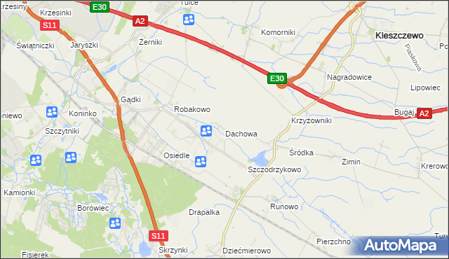 mapa Dachowa gmina Kórnik, Dachowa gmina Kórnik na mapie Targeo