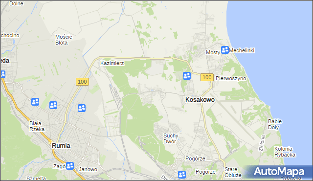 mapa Dębogórze, Dębogórze na mapie Targeo