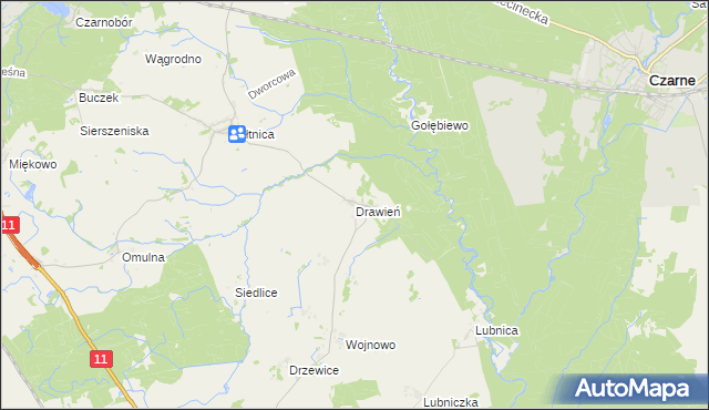 mapa Drawień, Drawień na mapie Targeo