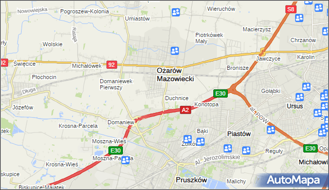 mapa Duchnice, Duchnice na mapie Targeo