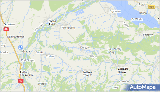 mapa Dursztyn, Dursztyn na mapie Targeo