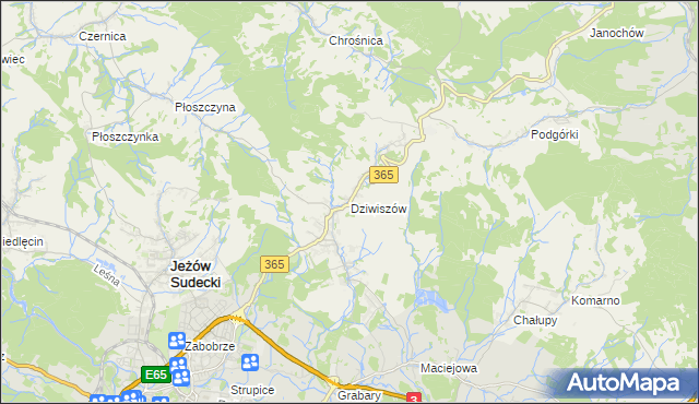 mapa Dziwiszów, Dziwiszów na mapie Targeo