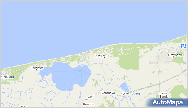 mapa Dźwirzyno, Dźwirzyno na mapie Targeo