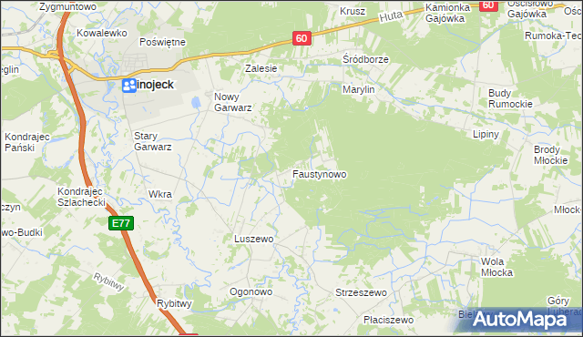 mapa Faustynowo gmina Glinojeck, Faustynowo gmina Glinojeck na mapie Targeo