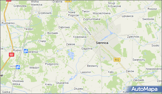 mapa Gągolina, Gągolina na mapie Targeo