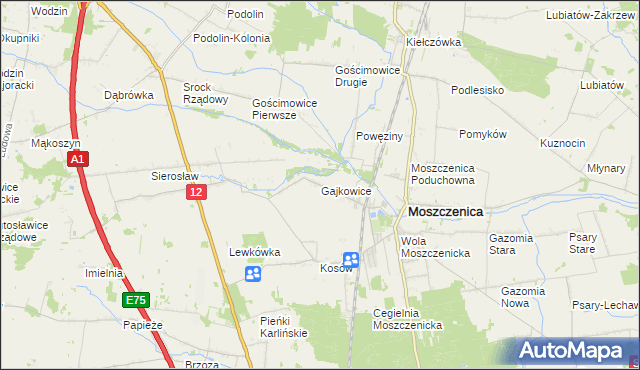 mapa Gajkowice, Gajkowice na mapie Targeo