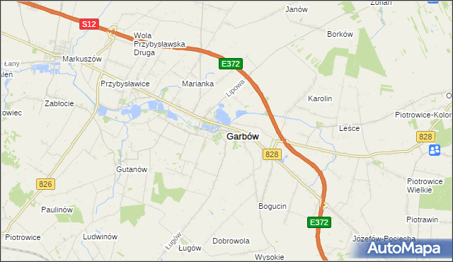 mapa Garbów powiat lubelski, Garbów powiat lubelski na mapie Targeo