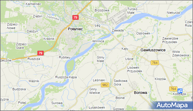 mapa Gliny Małe, Gliny Małe na mapie Targeo