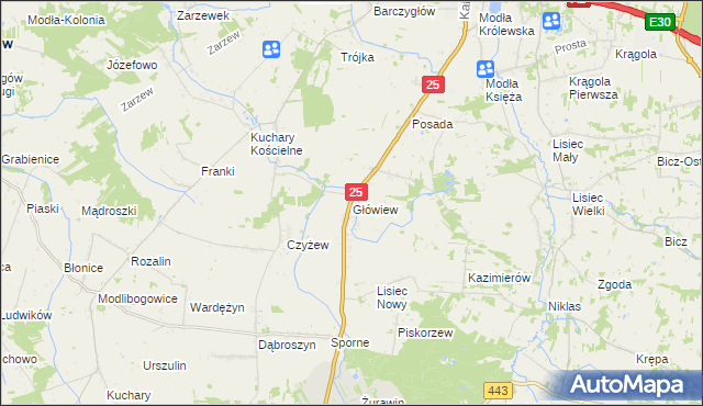 mapa Główiew, Główiew na mapie Targeo