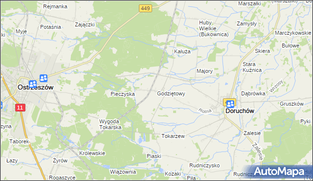 mapa Godziętowy, Godziętowy na mapie Targeo