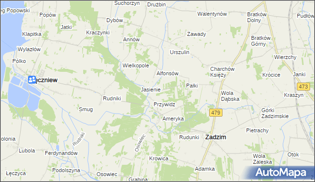 mapa Hilarów gmina Zadzim, Hilarów gmina Zadzim na mapie Targeo