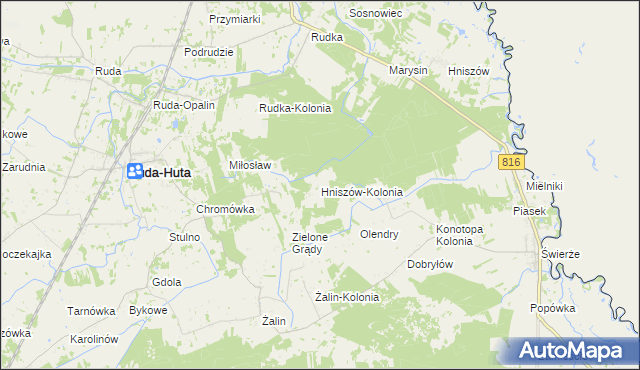 mapa Hniszów-Kolonia, Hniszów-Kolonia na mapie Targeo