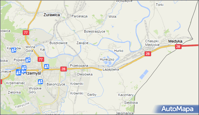 mapa Hureczko, Hureczko na mapie Targeo