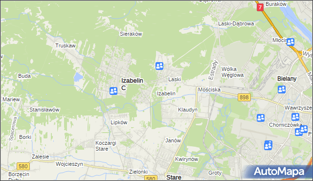 mapa Izabelin powiat warszawski zachodni, Izabelin powiat warszawski zachodni na mapie Targeo