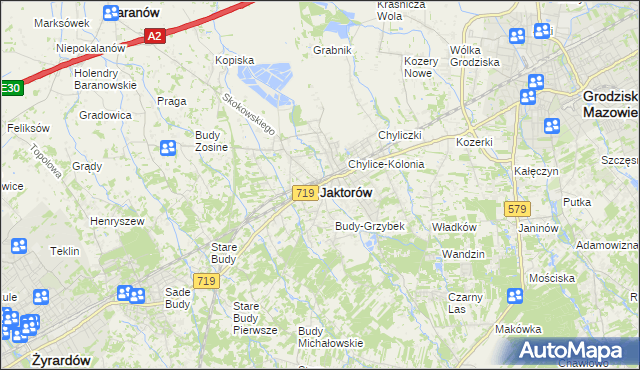 mapa Jaktorów, Jaktorów na mapie Targeo