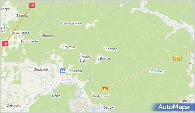 mapa Jałówka gmina Supraśl, Jałówka gmina Supraśl na mapie Targeo