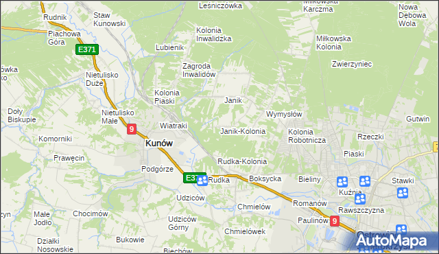 mapa Janik-Kolonia, Janik-Kolonia na mapie Targeo