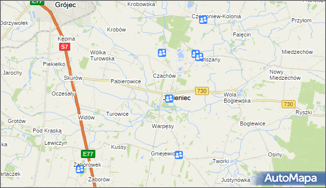 mapa Jasieniec powiat grójecki, Jasieniec powiat grójecki na mapie Targeo