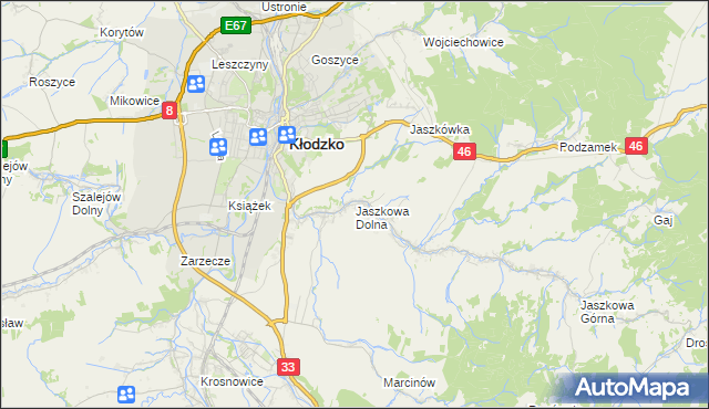 mapa Jaszkowa Dolna, Jaszkowa Dolna na mapie Targeo