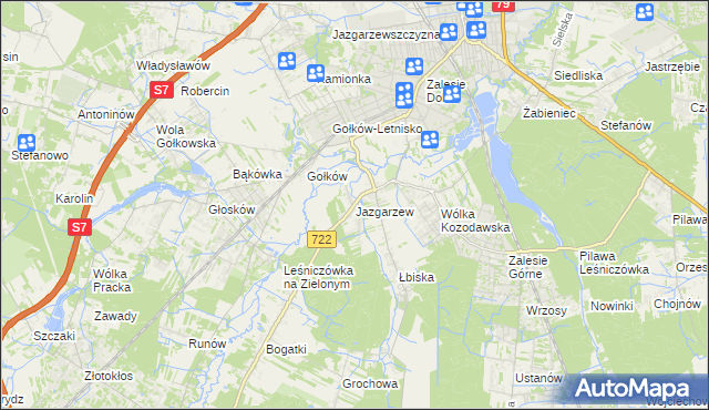 mapa Jazgarzew, Jazgarzew na mapie Targeo