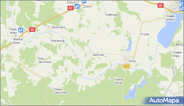 mapa Jażyniec, Jażyniec na mapie Targeo