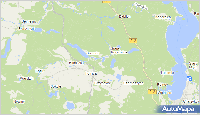 mapa Jeziorno gmina Człuchów, Jeziorno gmina Człuchów na mapie Targeo