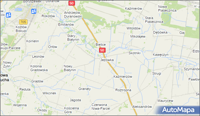 mapa Jeżówka gmina Sochaczew, Jeżówka gmina Sochaczew na mapie Targeo