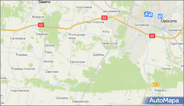 mapa Józefów gmina Sławno, Józefów gmina Sławno na mapie Targeo