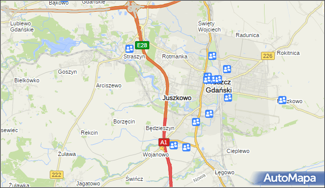 mapa Juszkowo, Juszkowo na mapie Targeo