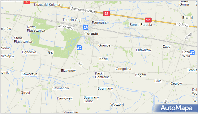 mapa Kaski gmina Baranów, Kaski gmina Baranów na mapie Targeo