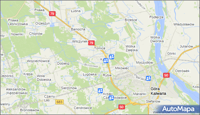 mapa Kąty gmina Góra Kalwaria, Kąty gmina Góra Kalwaria na mapie Targeo