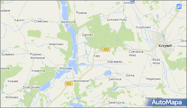 mapa Kąty gmina Osieczna, Kąty gmina Osieczna na mapie Targeo