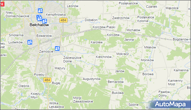 mapa Kielchinów, Kielchinów na mapie Targeo