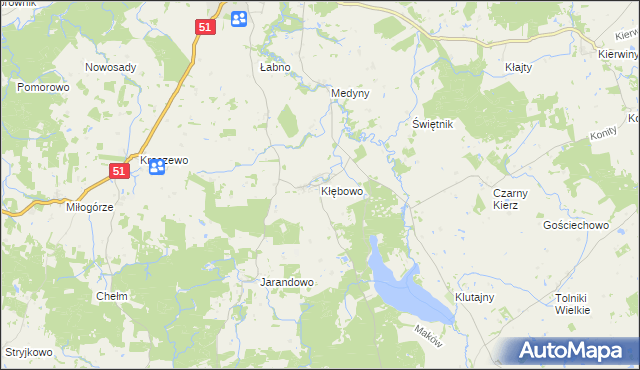 mapa Kłębowo, Kłębowo na mapie Targeo