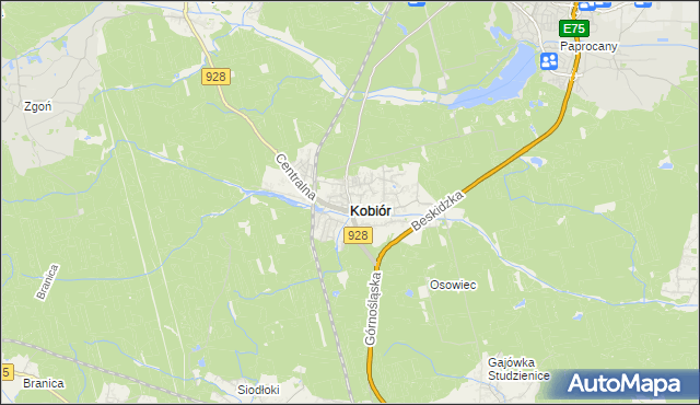 mapa Kobiór, Kobiór na mapie Targeo