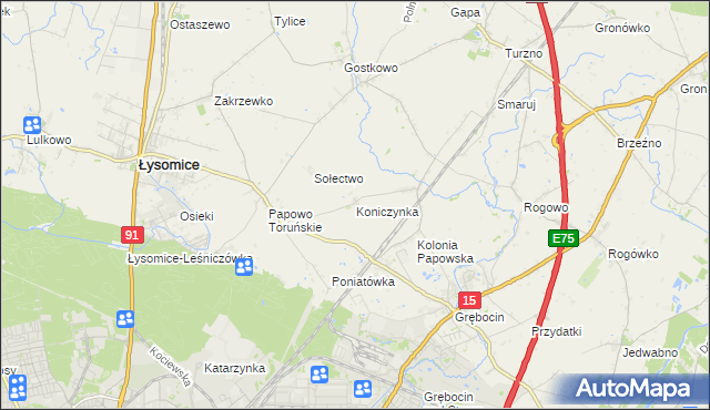 mapa Koniczynka, Koniczynka na mapie Targeo