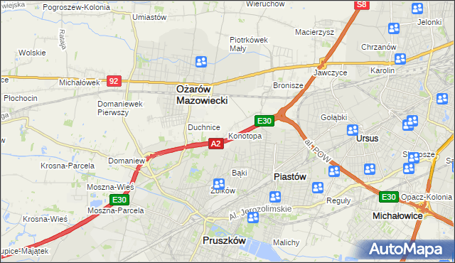 mapa Konotopa gmina Ożarów Mazowiecki, Konotopa gmina Ożarów Mazowiecki na mapie Targeo