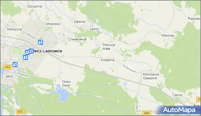 mapa Kopalina gmina Jelcz-Laskowice, Kopalina gmina Jelcz-Laskowice na mapie Targeo