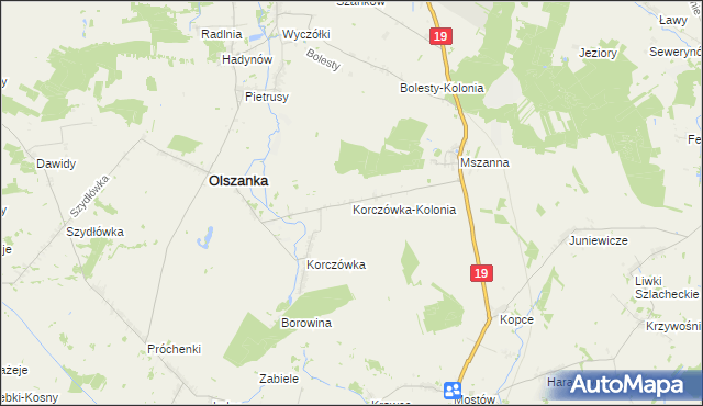 mapa Korczówka-Kolonia, Korczówka-Kolonia na mapie Targeo