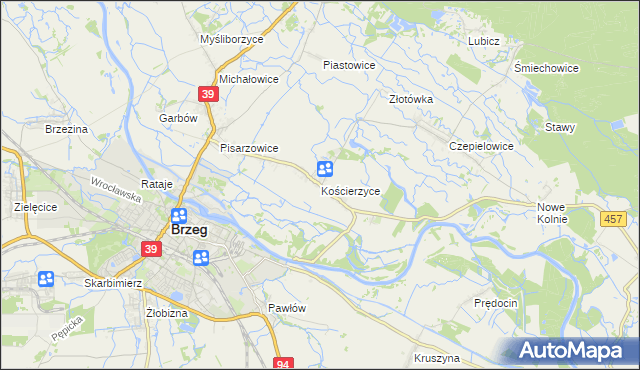 mapa Kościerzyce, Kościerzyce na mapie Targeo