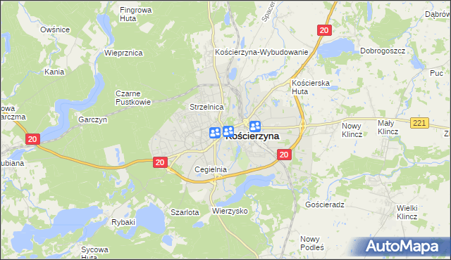 mapa Kościerzyna, Kościerzyna na mapie Targeo