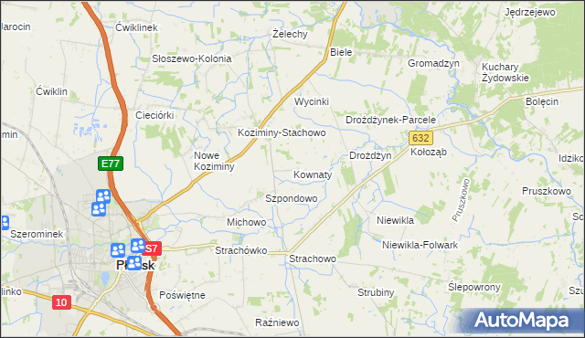 mapa Kownaty gmina Płońsk, Kownaty gmina Płońsk na mapie Targeo