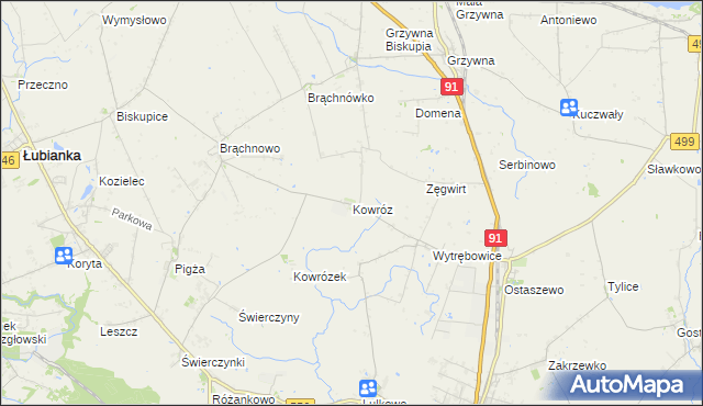 mapa Kowróz, Kowróz na mapie Targeo