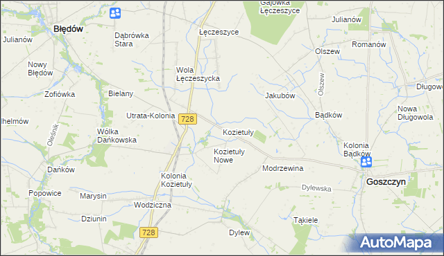mapa Kozietuły, Kozietuły na mapie Targeo