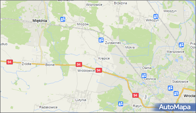 mapa Krępice gmina Miękinia, Krępice gmina Miękinia na mapie Targeo