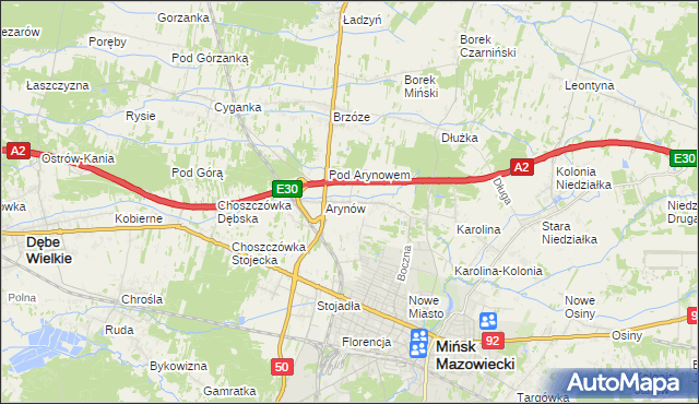 mapa Królewiec gmina Mińsk Mazowiecki, Królewiec gmina Mińsk Mazowiecki na mapie Targeo